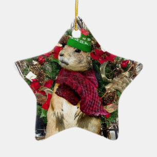 Ornamento De Cerâmica Cão de pradaria do Natal