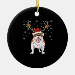 Ornamento De Cerâmica Cão-de-rena de cachorrinho inglês de Natal