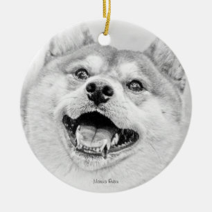 Ornamento De Cerâmica Cão de sorriso de Shiba Inu