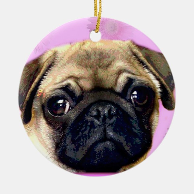 Ornamento De Cerâmica Cão do Pug (Frente)
