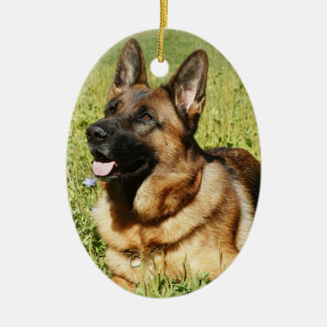 Ornamento De Cerâmica Cão german shepherd (Frente)