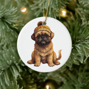 Ornamento De Cerâmica Cão Griffon de Bruxelas Personalizado