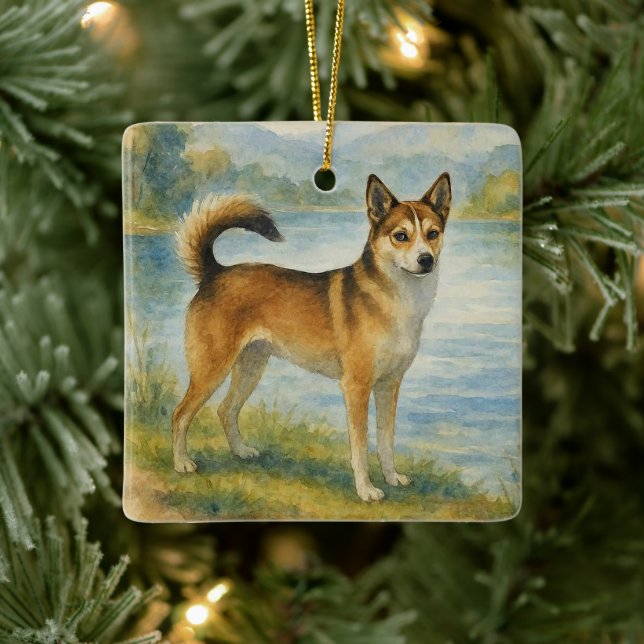 Ornamento De Cerâmica Cão Norueguês Lundehund (Árvore)