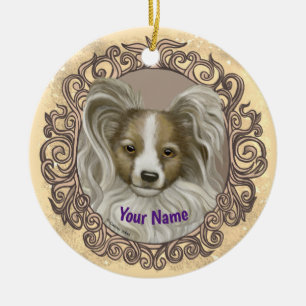 Ornamento De Cerâmica Cão Papillon 