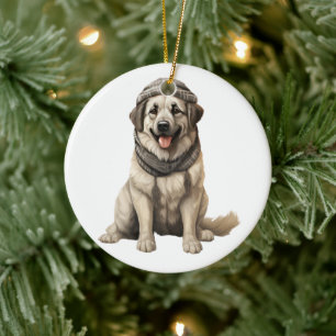Ornamento De Cerâmica Cão-Pastor Anatólico Personalizado