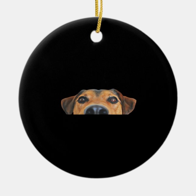 Ornamento De Cerâmica Cão Peekaboo (Frente)