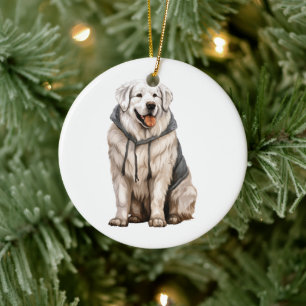 Ornamento De Cerâmica Cão Pirenéus de Excelente Personalizado