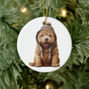 Ornamento De Cerâmica Cão Shar-Pei Personalizado