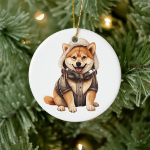 Ornamento De Cerâmica Cão Shiba Inu Personalizado
