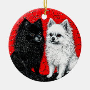Ornamento De Cerâmica cão spitz japonês