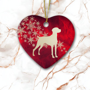 Ornamento De Cerâmica Cão Vermelho Dourado Snowflake Vizsla