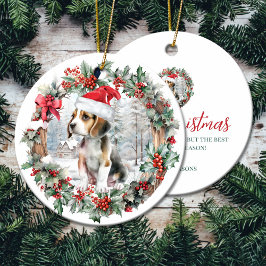 Ornamento De Cerâmica Cãozinho-de-bico-de-Natal bonito
