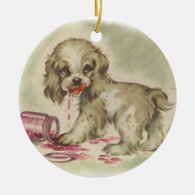 Ornamento De Cerâmica Cãozinho de cerveja no Jelly Jar (Frente)