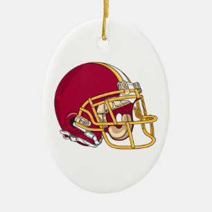 Ornamento De Cerâmica capacete de futebol vermelho e dourado gráfico vet