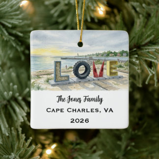 Ornamento De Cerâmica Cape Charles, Virgínia Natal Personalizado