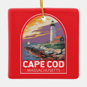 Ornamento De Cerâmica Cape Cod Massachusetts Emblema de Arte de Viagem