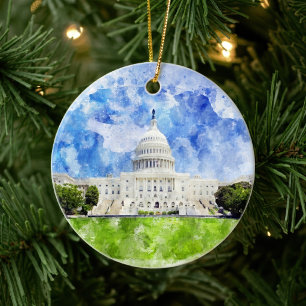 Ornamento De Cerâmica Capitol dos Estados Unidos em Washington DC Aquare