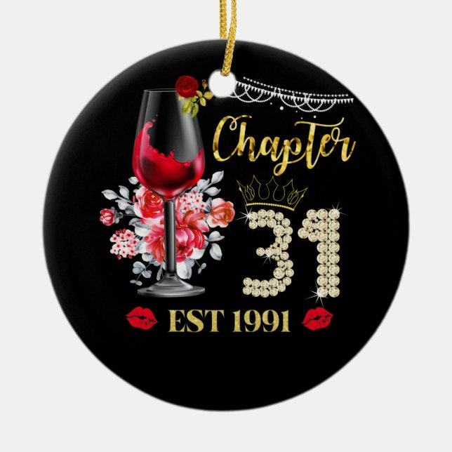 Ornamento De Cerâmica Capítulo 31 Anos EST 1991 31ª Rosa vermelha de Ani (Frente)