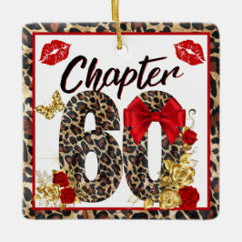 Ornamento De Cerâmica Capítulo 60 Leopardo Vermelho e Dourado 60º Aniver