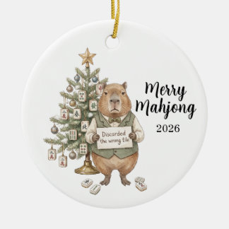 Ornamento De Cerâmica Capivara Alegre Mahjong Natal Diversão Festa