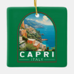 Ornamento De Cerâmica Capri Italy Viagem Art Vintage<br><div class="desc">Capri retro vetor viagem design. Capri,  uma ilha na baía italiana de Nápoles,  é famosa pela sua paisagem robusta.</div>