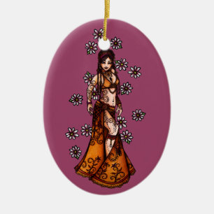Ornamento De Cerâmica Capricorn Belly Dancer Goddese Zodiac Bellydance