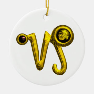Ornamento De Cerâmica CAPRICORN ZODIAC BIRTHDAY JEWEL BLACK ONYX Dourado