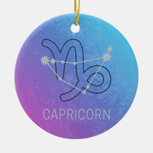 Ornamento De Cerâmica Capricórnio Zodiac - Sinal de Estrela - Constelaçã