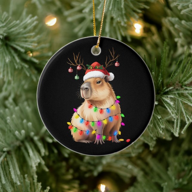 Ornamento De Cerâmica Capybara Amante de os animais Natal Luzes de Natal (Árvore)