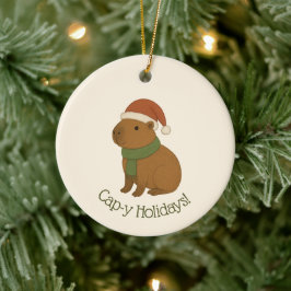 Ornamento De Cerâmica Capybara no Natal