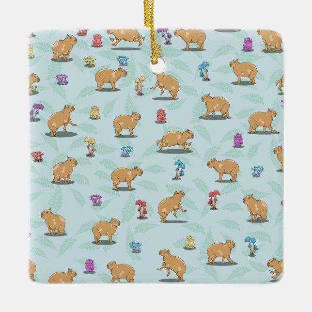 Ornamento De Cerâmica Capybara Pattern (Frente)