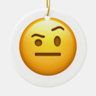 Ornamento De Cerâmica Cara com a uma sobrancelha aumentada - Emoji