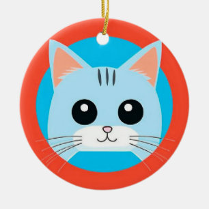 Ornamento De Cerâmica Cara de Gato de Desenho Animado Fofo