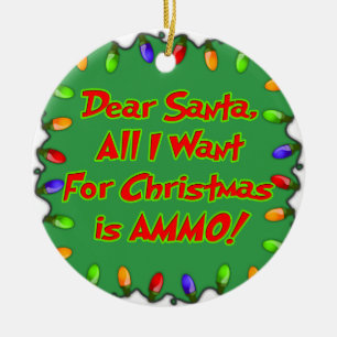 Ornamento De Cerâmica cara letra do desejo do Natal da munição do papai