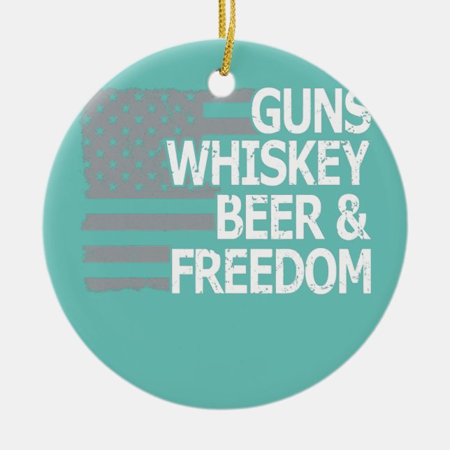 Ornamento De Cerâmica Cara Whiskey Beer and Freedom Legal EUA (Frente)