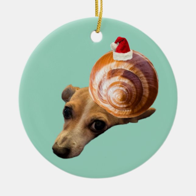 Ornamento De Cerâmica Caracol de feriado (Frente)