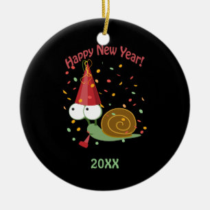 Ornamento De Cerâmica Caracol do feliz ano novo