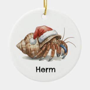 Ornamento De Cerâmica Caranguejo-Ermita Personalizado no Natal