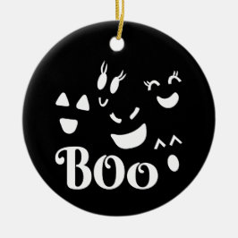 Ornamento De Cerâmica Caras de Fantasmas de Halloween Caprichosas Pretas