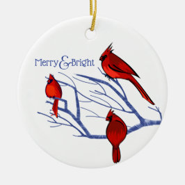 Ornamento De Cerâmica Cardinais vermelhos | Natal de Ano Personalizado