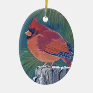 Ornamento De Cerâmica Cardinal