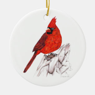 Ornamento De Cerâmica Cardinal