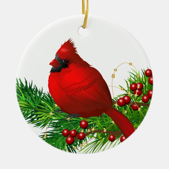 Ornamento De Cerâmica Cardinal Ceramic Ornament (Frente)