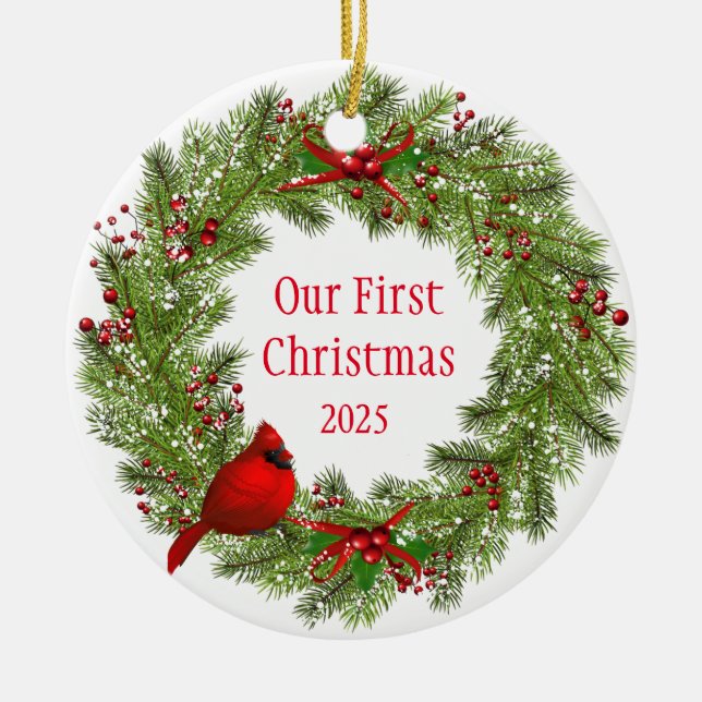 Ornamento De Cerâmica Cardinal Wreath    (Frente)