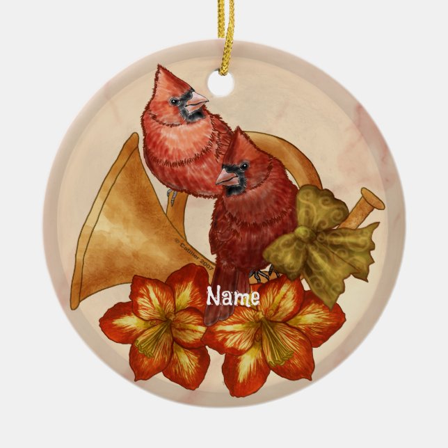 Ornamento De Cerâmica Cardinals Horn  ornament  (Frente)