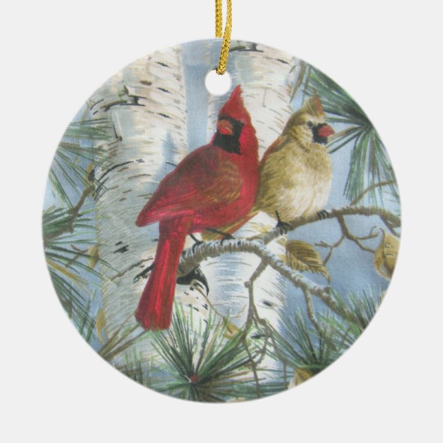 ORNAMENTO DE CERÂMICA CARDINALS-ORNAMENT (Frente)