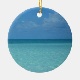 Ornamento De Cerâmica Caribe Horizonte Turquesa Tropical Azul