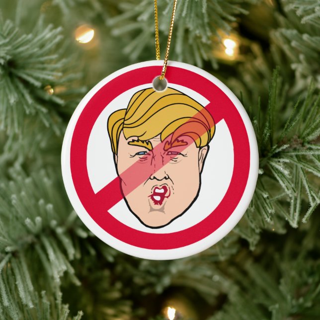 Ornamento De Cerâmica Caricatura ANTI DONALD - Anti-Trump - (Árvore)