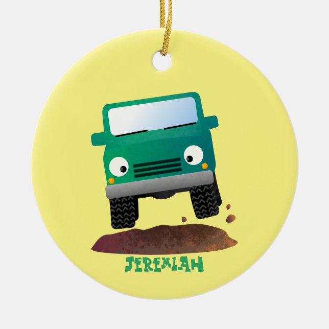 Ornamento De Cerâmica Caricatura de veículos todo-o-terreno 4X4 (Frente)