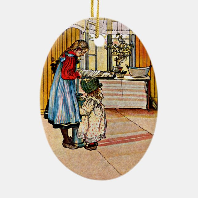 Ornamento De Cerâmica Carl Larsson - A Cozinha (Verso)